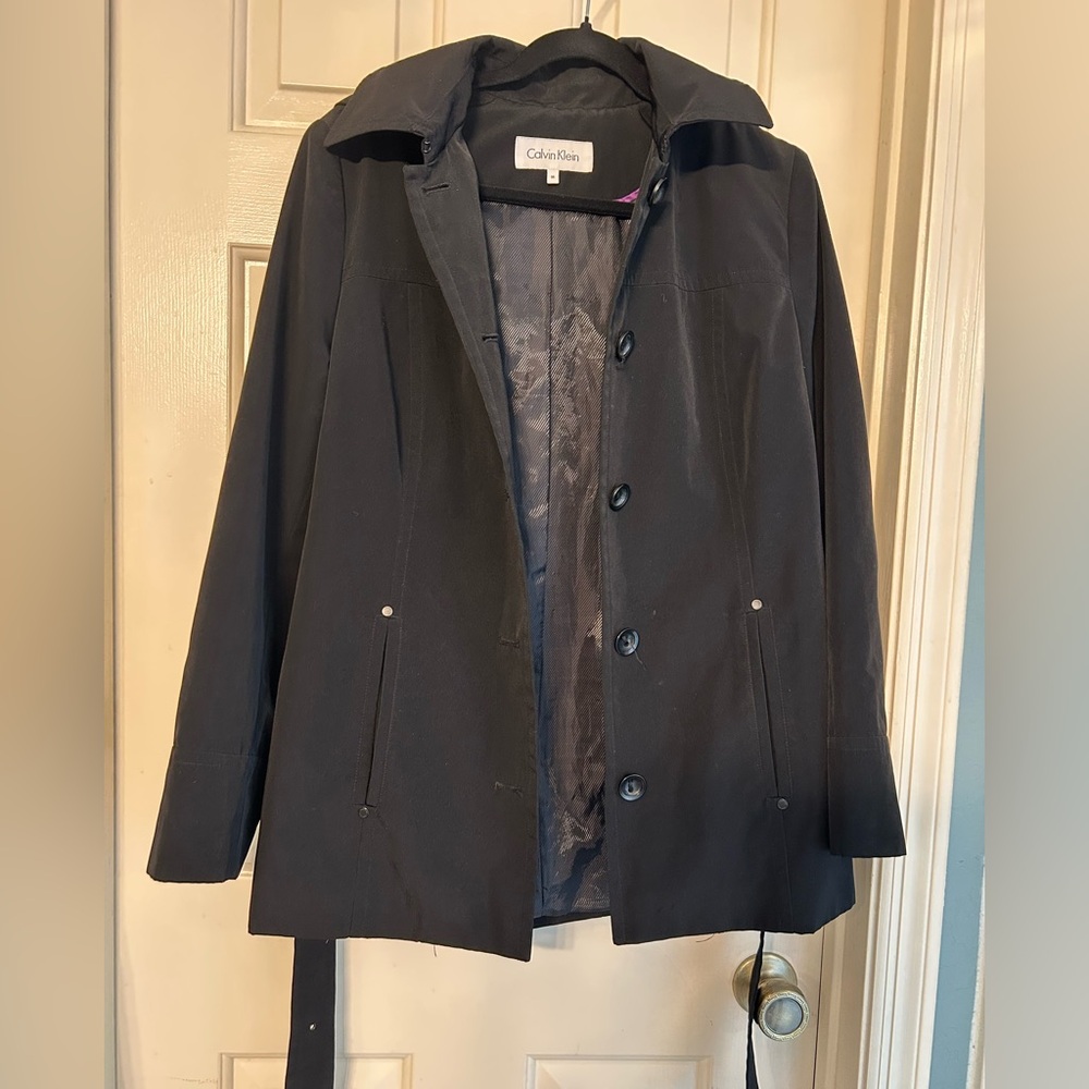 Calvin Klein Trench Coat size M with removable hood black
